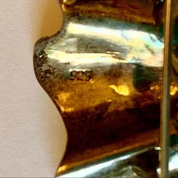 Vintage sterling silver Marcasite wavey brooch pin with mother of pearl heart - Picture 5 of 5